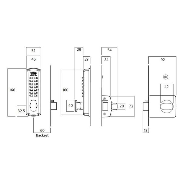 002 Digital Lock Set For Metal And Timber Doors – Available In Various Functions Digital Locks