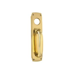 1297Pb Deco Pull Handle / Knocker Cylinder Hole Polished Brass 240X60Mm Door Bells & Knockers