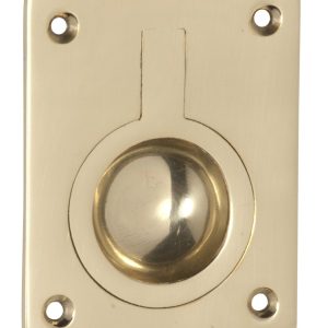 1573Pb Flush Ring Pull Polished Brass 50X63Mm Cabinet Hardware