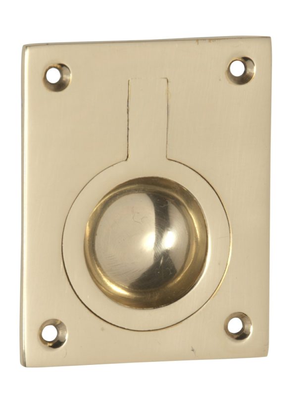 1573Pb Flush Ring Pull Polished Brass 50X63Mm Cabinet Hardware