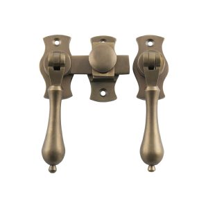 2206Ab French Door Fastener Teardrop Antique Brass Door Fasteners