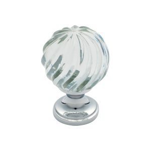 3030Cp Cupboard Knob Glass Fluted Swirl Polished Chrome 38Mm Cabinet Hardware