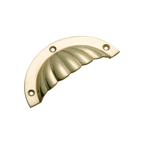 3556Pb Drawer Pull Fluted Polished Brass 90X40Mm Cabinet Hardware