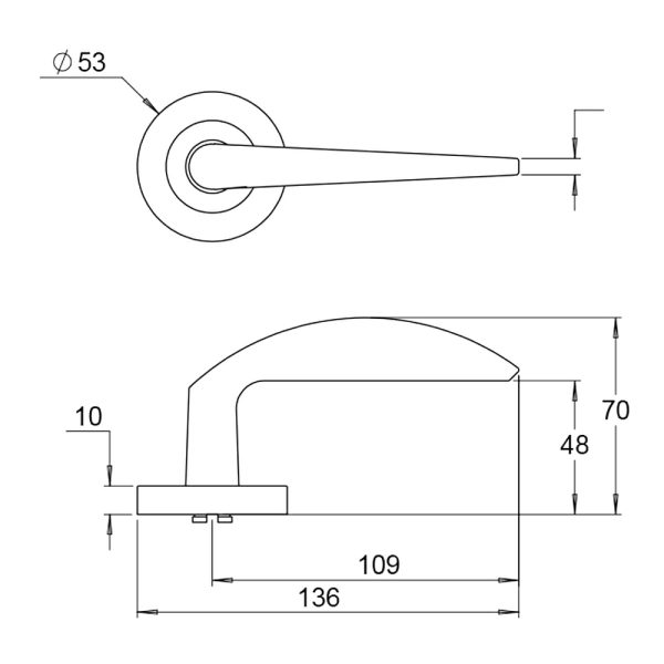 4300/25P Coastal Door Handle Lever On Round Rose Privacy – Available In Polished And Satin Stainless Steel Door Handles & Knobs