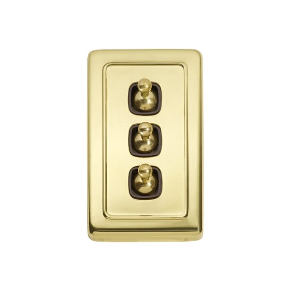 5904Pb Switch Toggle 3 Gang Polished Brass Br 72X115Mm Door Hardware