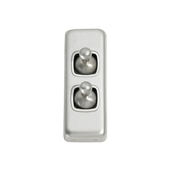 5971Sc Switch Toggle 2 Gang Satin Chrome Wh 30X82Mm Door Hardware