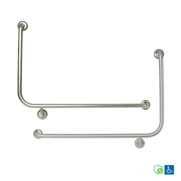 90 Degrees Flush Mount Side Wall Grab Rail Antimicrobial – Available In Left And Right Hand Bathroom Accessories