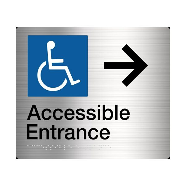 Accessible Entrance (Right Arrow) Braille Sign Ss / B Ae/Ra-Ss Bathroom Hardware