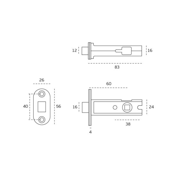 Adjustable Privacy Bolt 60Mm Satin Stainless Steel In.20.152 Door Hardware