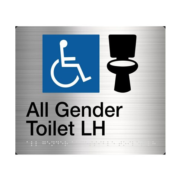 All Gender Toilet (Left Handed) Brail Sign Stainless Steel Agt/Lh-Ss Bathroom Hardware