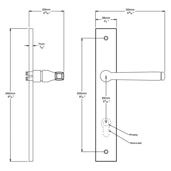 Annecy Door Lever Handle On Rectangular Backplate Entrance Kit Key/Thumb – Available In Various Finishes Door Hardware