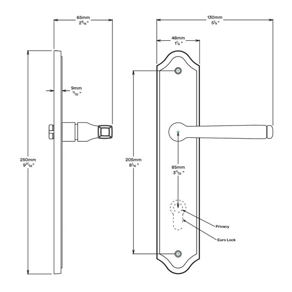 Annecy Door Lever Handle On Shouldered Backplate Entrance Kit Key/Key – Available In Various Finishes Architectural Door Hardware