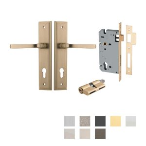 Annecy Door Lever Handle On Stepped Backplate Entrance Kit Key/Key – Available In Various Finishes Architectural Door Hardware