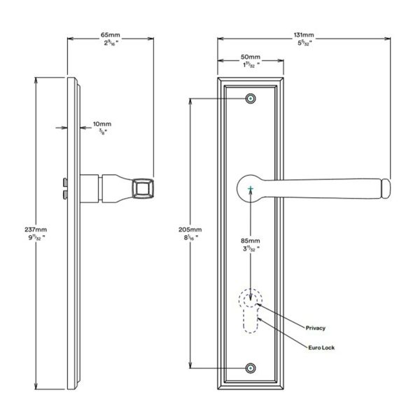 Annecy Door Lever On Stepped Backplate Privacy Kit With Turn – Available In Various Finishes Brass Door Handles