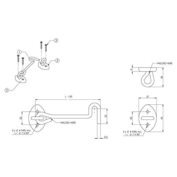 Anti-Vandal Cabin Hook – Available In Polypack And Carded Door Chains & Guards