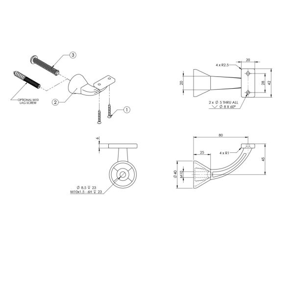 Architectural Concealed Flat Top Bracket 4472 – Available In Various Finishes Locks & Accessories