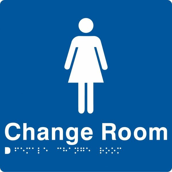 As1428 Compliant Change Room Sign Female Braille Blue Fcr 180X180X3Mm Bathroom Hardware