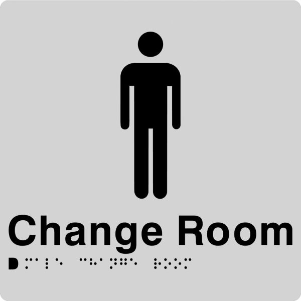 As1428 Compliant Change Room Sign Male Braille Silver Mcr 180X180X3Mm Bathroom Hardware