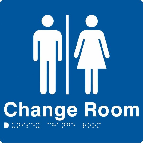 As1428 Compliant Change Room Sign Unisex Braille Blue Mfcr 180X180X3Mm Bathroom Hardware