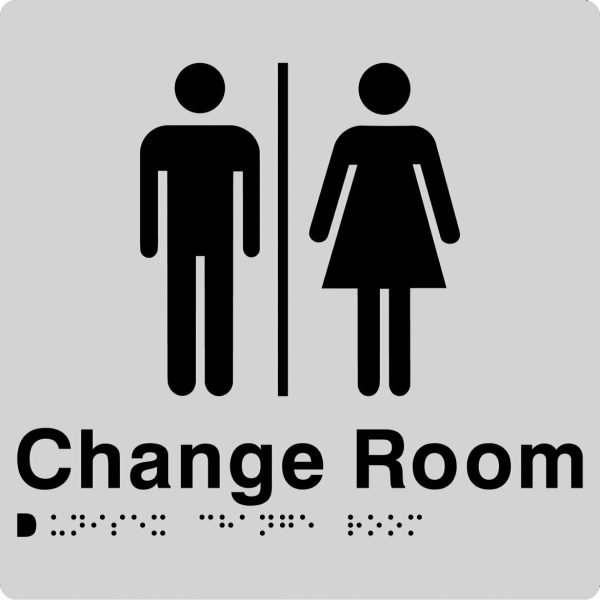 As1428 Compliant Change Room Sign Unisex Braille Silver Mfcr 180X180X3Mm Bathroom Hardware