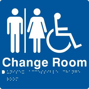 As1428 Compliant Change Room Sign Unisex Disabled Braille Blue Mfdcr 210X180Mm Bathroom Hardware