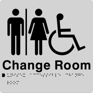 As1428 Compliant Change Room Sign Unisex Disabled Braille Silver Mfdcr 210X180Mm Bathroom Hardware