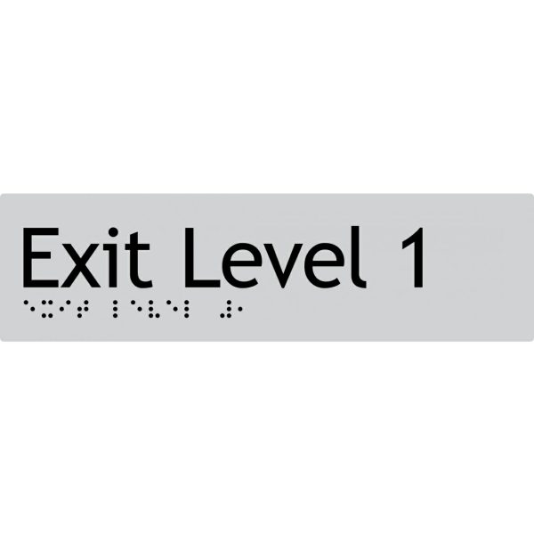 As1428 Compliant Exit Sign L1 Silver Level 1 Braille 180X50X3Mm Door Hardware