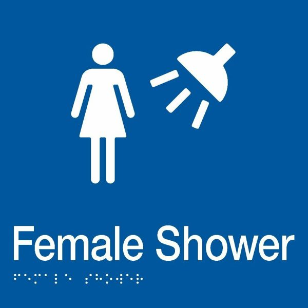 As1428 Compliant Shower Sign Female Braille Blue Fs 180X180X3Mm Bathroom Hardware