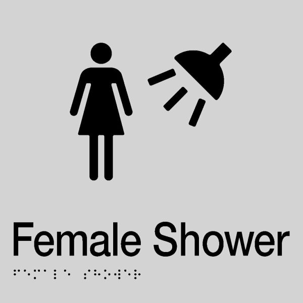 As1428 Compliant Shower Sign Female Braille Silver Fs 180X180X3Mm Bathroom Hardware