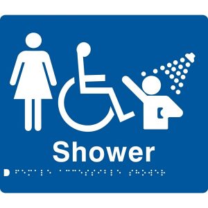 As1428 Compliant Shower Sign Female Disabled Braille Blue Fds 210X180X3Mm Bathroom Hardware