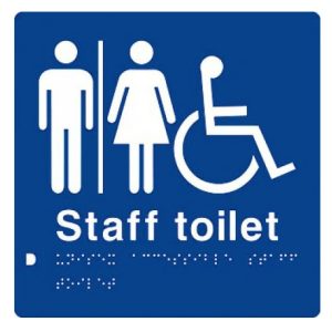 As1428 Compliant Staff Toilet Sign Blue Unisex Disabled Braille Mfdsfft Bathroom Hardware