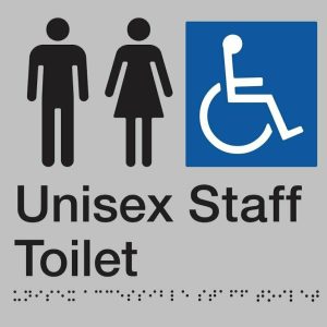 As1428 Compliant Staff Toilet Sign Silver Unisex Disabled Braille Mfdsfft Bathroom Hardware