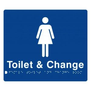 As1428 Compliant Toilet & Change Room Sig Female Braille Blue Ftcr 210X180Mm Bathroom Hardware