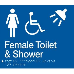 As1428 Compliant Toilet Shower Sign Blue Female Disabled Braille Fdts Bathroom Hardware