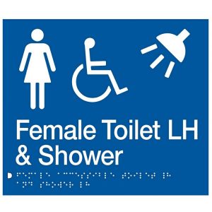 As1428 Compliant Toilet Shower Sign Blue Female Disabled Braille Lh Fdtslh Bathroom Hardware