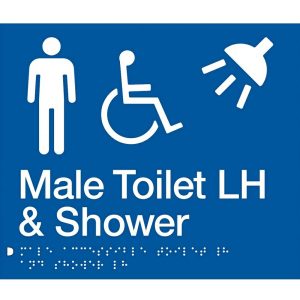 As1428 Compliant Toilet Shower Sign Blue Male Disabled Braille Lh Mdtslh Bathroom Hardware