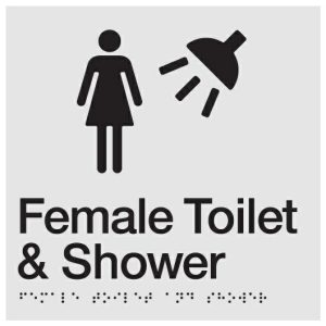 As1428 Compliant Toilet Shower Sign Female Braille Fts Silver 180X180X3Mm Bathroom Hardware