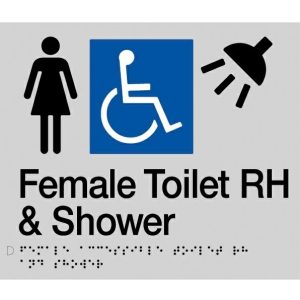 As1428 Compliant Toilet Shower Sign Silver Female Disabled Braille Rh Fdtsrh Bathroom Hardware