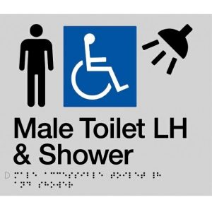 As1428 Compliant Toilet Shower Sign Silver Male Disabled Braille Lh Mdtslh Bathroom Hardware