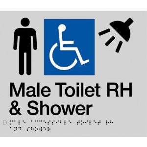 As1428 Compliant Toilet Shower Sign Silver Male Disabled Braille Rh Mdtsrh Bathroom Hardware