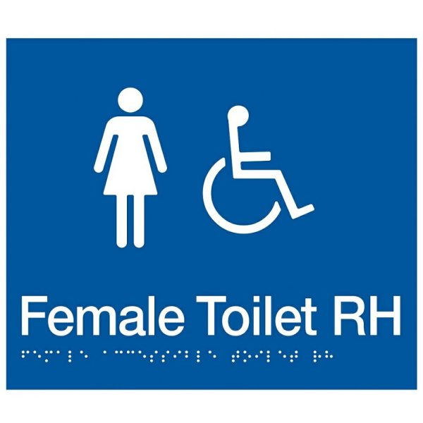 As1428 Compliant Toilet Sign Blue Female Disabled Braille Rh Transfer Fdtrh Bathroom Hardware