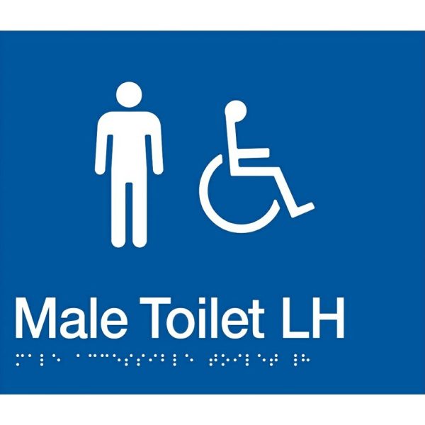 As1428 Compliant Toilet Sign Blue Male Disabled Braille Lh Transfer Mdtlh Bathroom Hardware