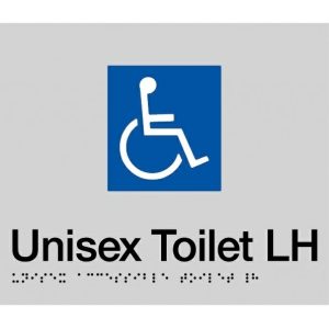 As1428 Compliant Toilet Sign Disabled Braille Lh Transfer Dtlh Silver 210X180Mm Bathroom Hardware