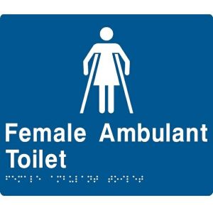 As1428 Compliant Toilet Sign Female Ambulant Braille Fat Blue 210X180X3Mm Bathroom Hardware