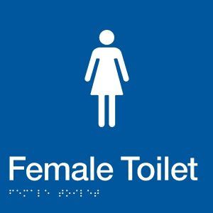 As1428 Compliant Toilet Sign Female Braille Blue Ft 180X180X3Mm Bathroom Hardware