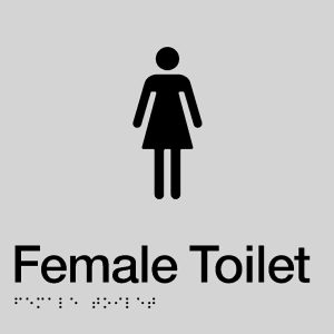 As1428 Compliant Toilet Sign Female Braille Silver Ft 180X180X3Mm Bathroom Hardware