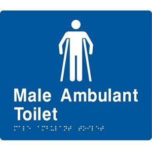 As1428 Compliant Toilet Sign Mat Blue Male Ambulant Braille 210X180X3Mm Bathroom Hardware