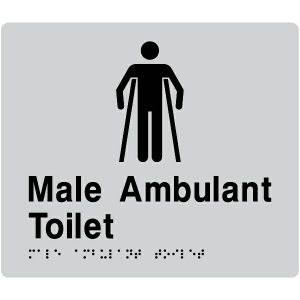 As1428 Compliant Toilet Sign Mat Silver Male Ambulant Braille 210X180X3Mm Bathroom Hardware