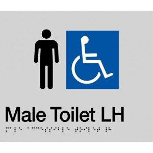 As1428 Compliant Toilet Sign Silver Male Disabled Braille Lh Transfer Mdtlh Bathroom Hardware