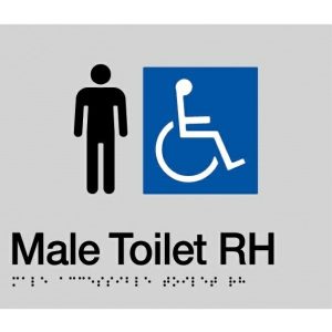 As1428 Compliant Toilet Sign Silver Male Disabled Braille Rh Transfer Mdtrh Bathroom Hardware